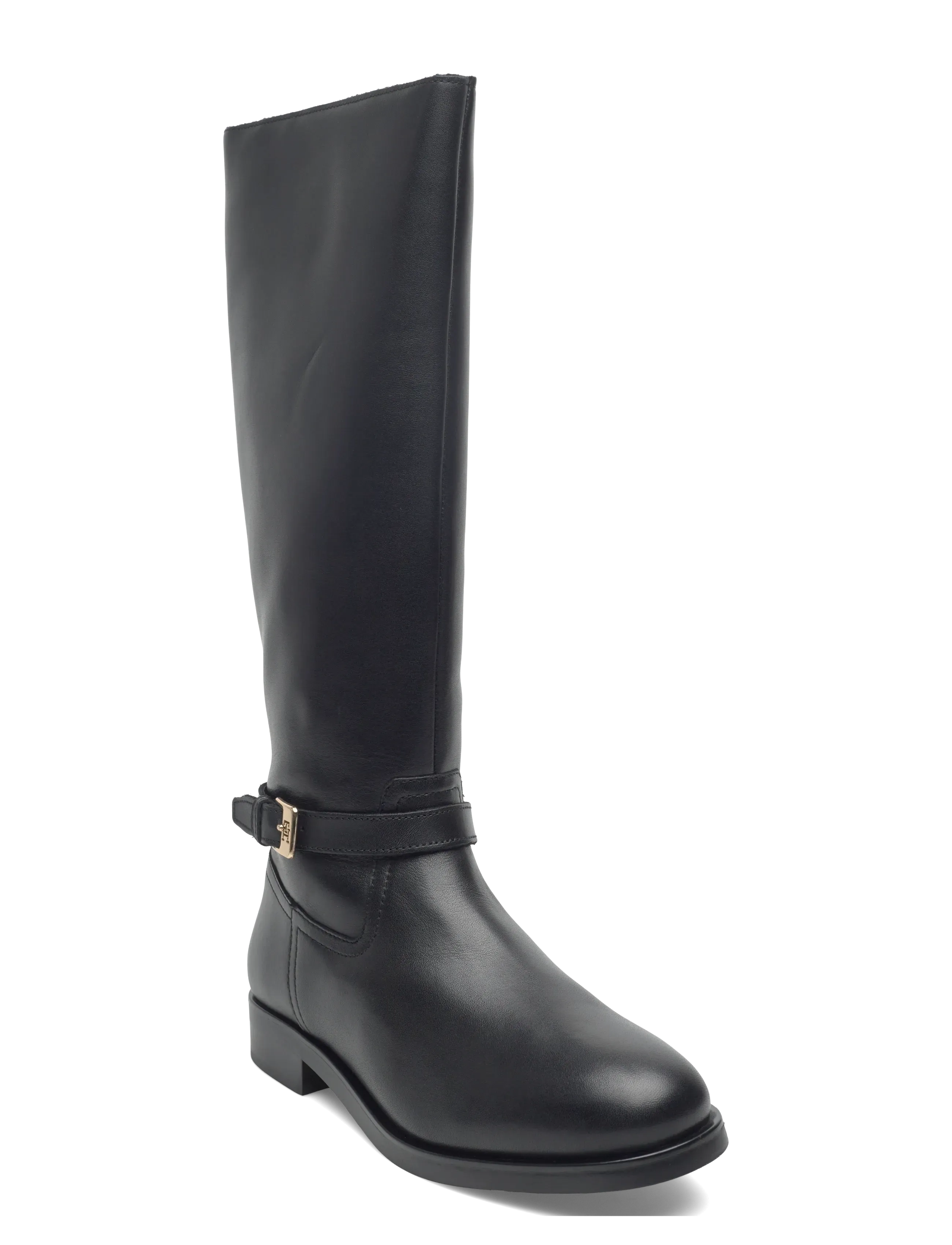Tommy Hilfiger Th Buckle Riding Lthr Long Boot, 39, Black, Tall Boots > Knee High Boots, Dame