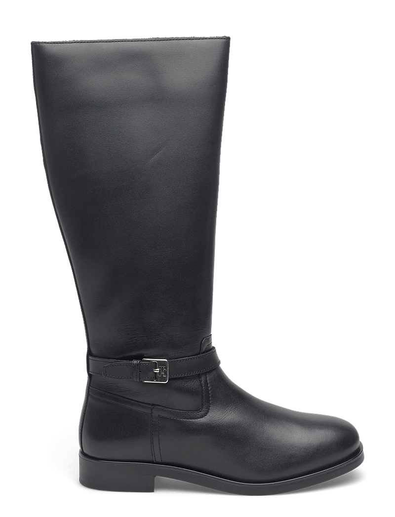 Tommy Hilfiger - TH BUCKLE RIDING LTHR LONG BOOT - knähöga stövlar - black - 1