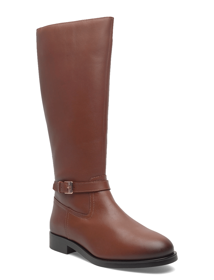 Tommy Hilfiger - TH BUCKLE RIDING LTHR LONG BOOT - kniehohe stiefel - cinnamon bark - 0