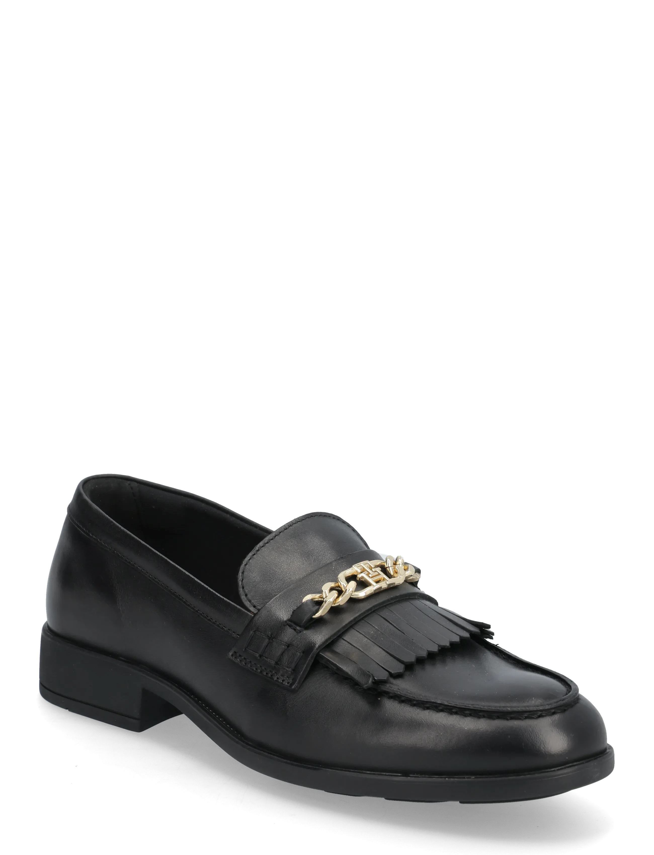 Tommy Hilfiger TH CHAIN FRINGE LEATHER LOAFER - Transitional Layering - BLACK / black
