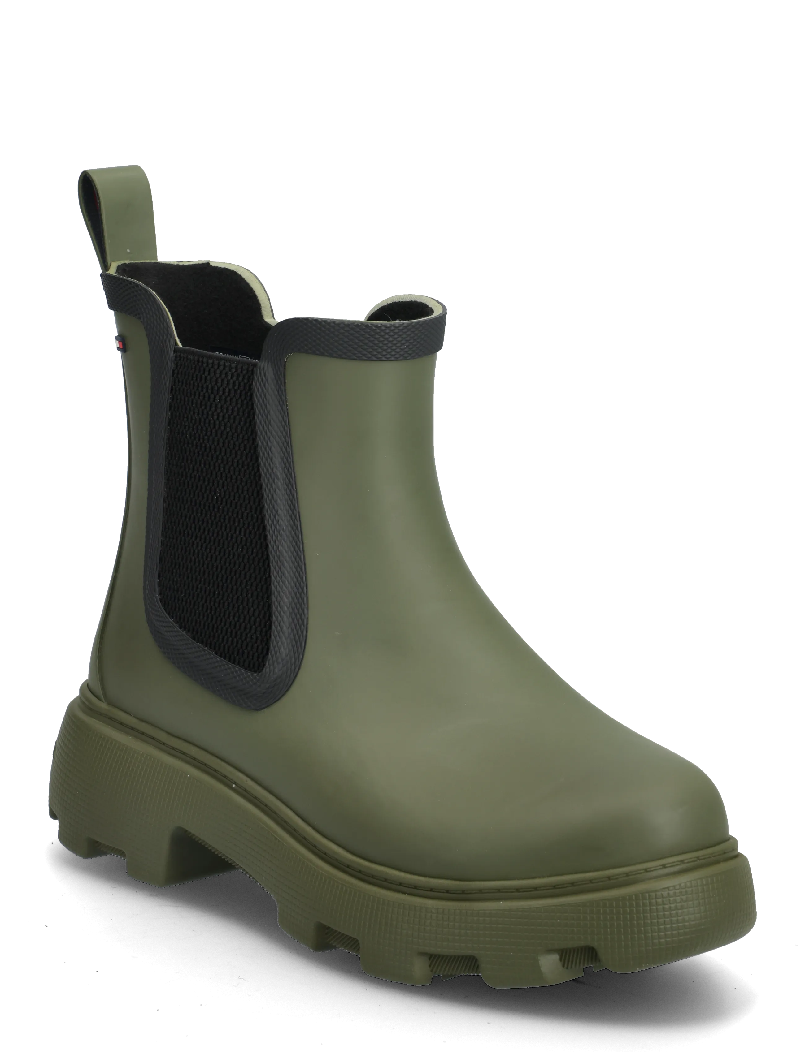 Tommy Hilfiger Flag Ankle Rainboot Warm Lining, 36, Boots, Khakigrün - Boots Flat Heel, Frauen