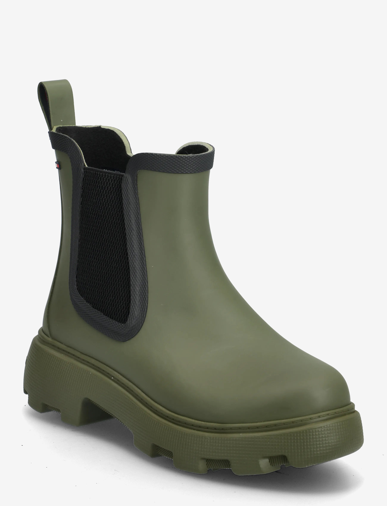Tommy Hilfiger - FLAG ANKLE RAINBOOT WARM LINING - flache stiefeletten - huntsman green - 0
