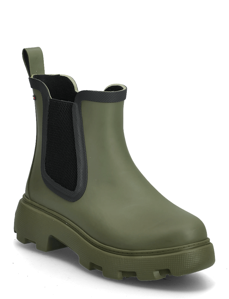 Tommy Hilfiger - FLAG ANKLE RAINBOOT WARM LINING - flache stiefeletten - huntsman green - 0