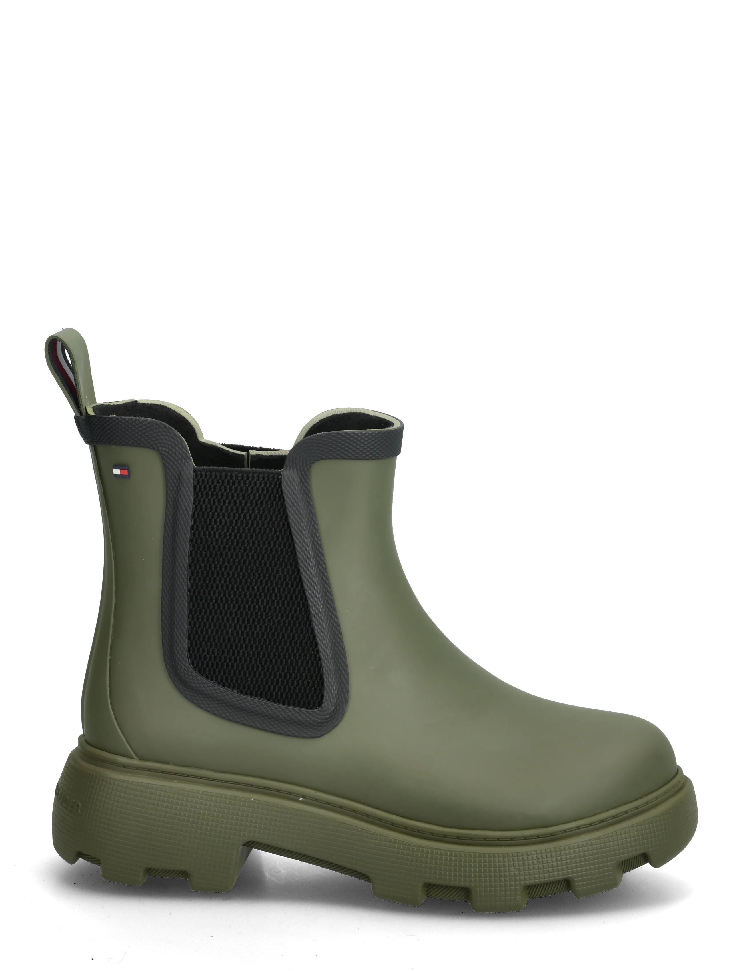 Tommy Hilfiger - FLAG ANKLE RAINBOOT WARM LINING - platte enkellaarsjes - huntsman green - 1