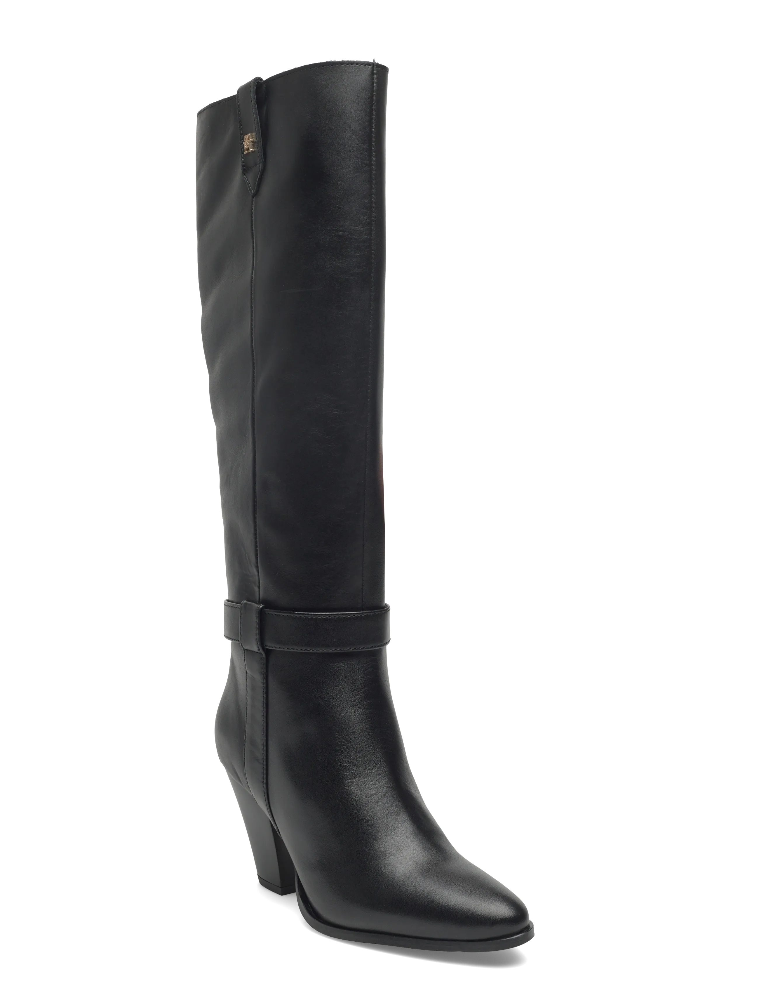 TH T-STRAP LTHR POINTY LONG BOOT - BLACK