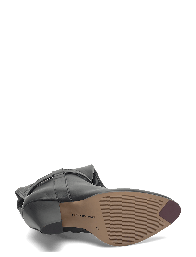 Tommy Hilfiger - TH T-STRAP LTHR POINTY LONG BOOT - pika säärega saapad - black - 4