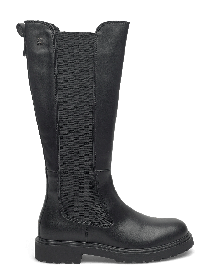 Tommy Hilfiger - TH LTHR CLEATED LONG BOOT - kniehohe stiefel - black - 1