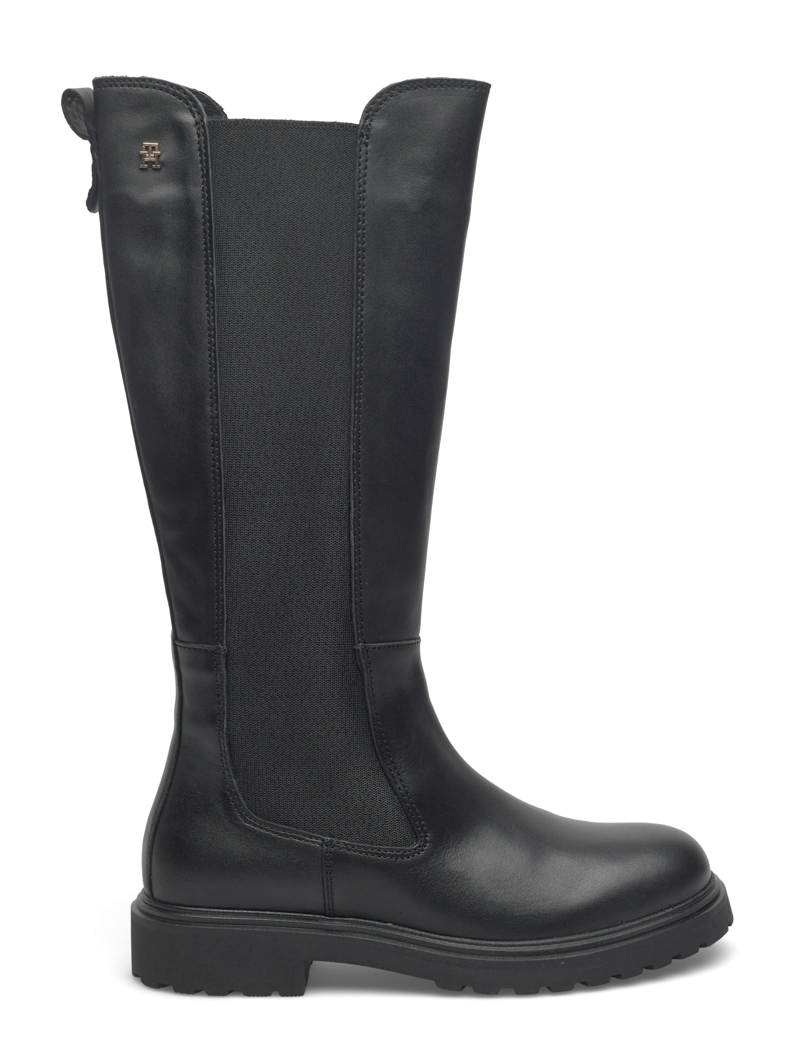 Tommy Hilfiger - TH LTHR CLEATED LONG BOOT - há stígvél - black - 1