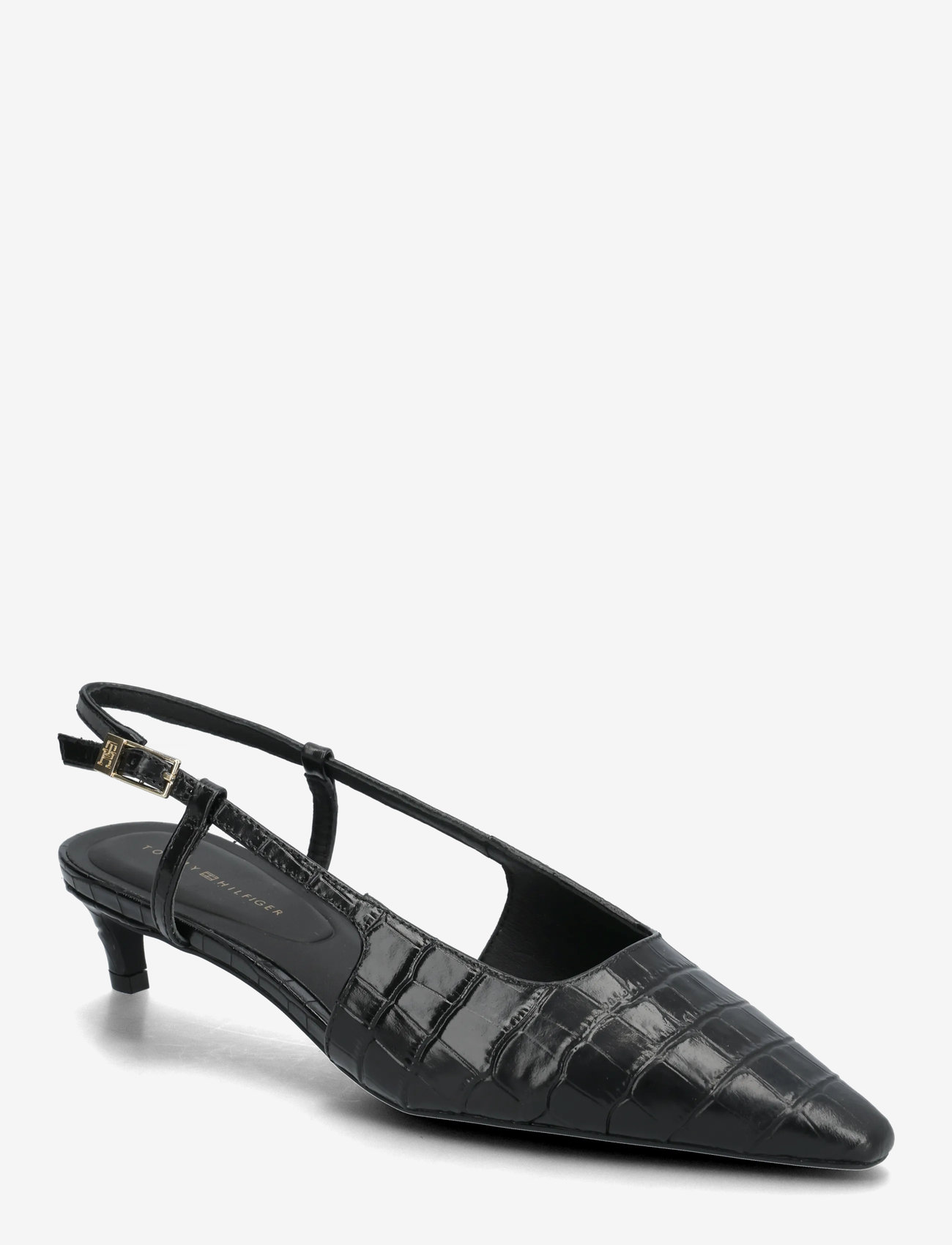 Tommy Hilfiger - CROC SLINGBACK SLANTED HEEL - heeled slingbacks - black - 0
