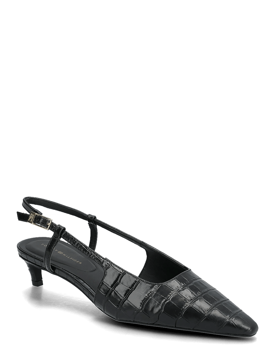 Tommy Hilfiger - CROC SLINGBACK SLANTED HEEL - slingbacks med hæle - black - 0