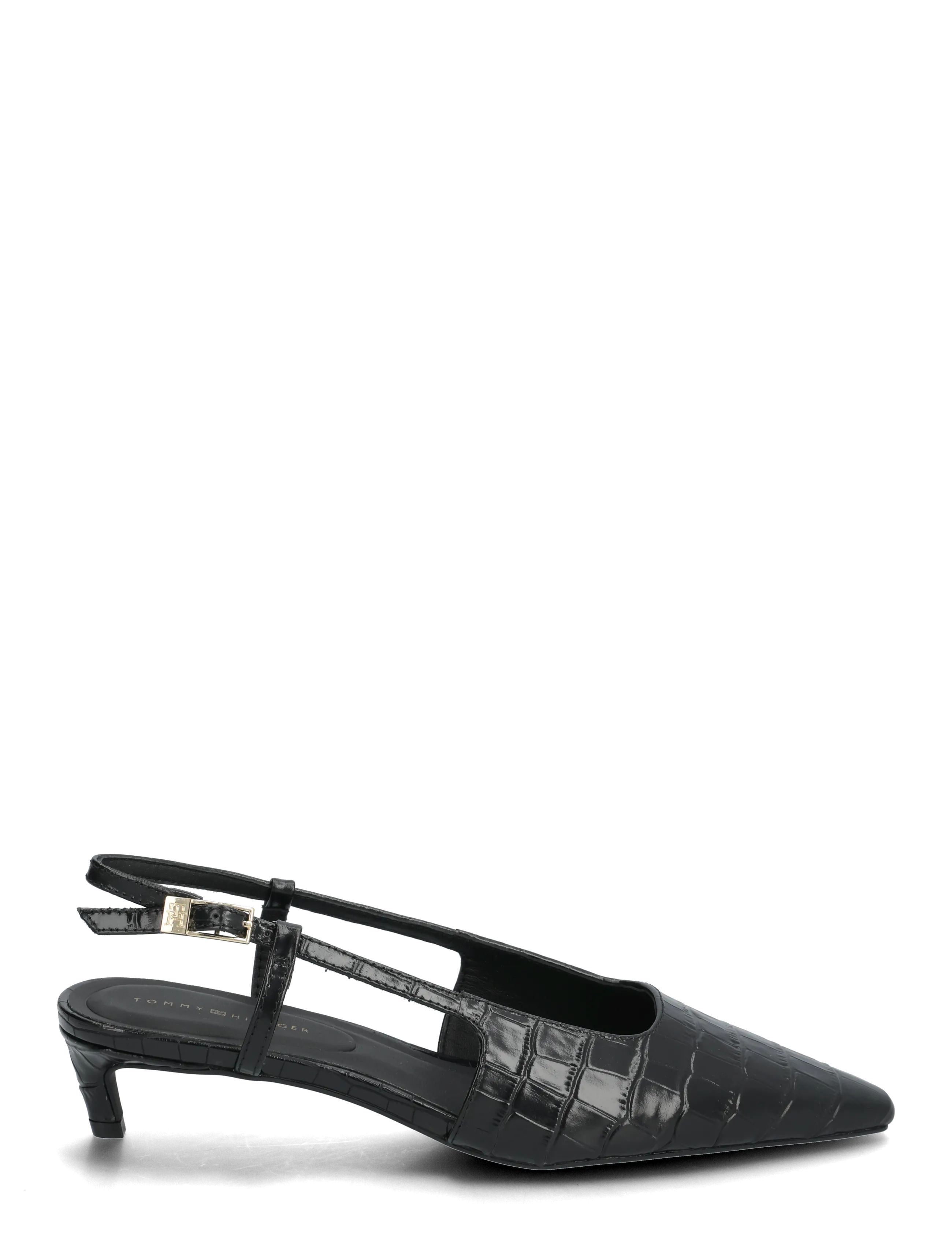 Tommy Hilfiger - CROC SLINGBACK SLANTED HEEL - slingbacks med hæle - black - 1