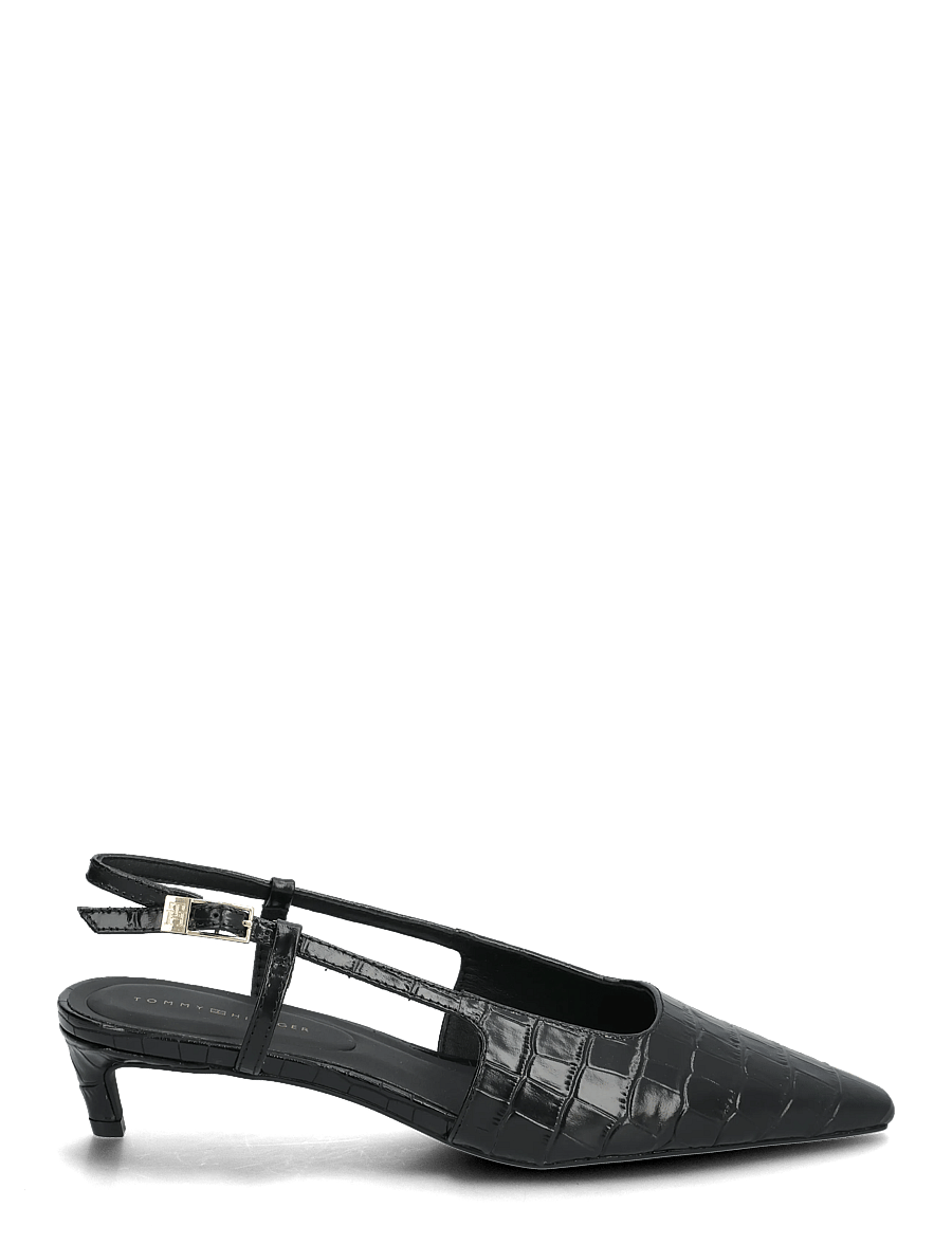 Tommy Hilfiger - CROC SLINGBACK SLANTED HEEL - slingbacks med hæle - black - 1