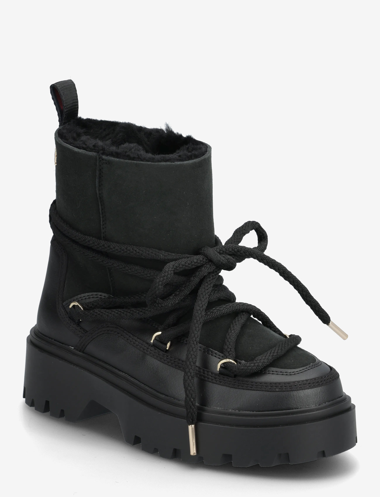 Tommy Hilfiger - REAL SHEARLING LACEUP SNOWBOOT - talvesaapad - black - 0