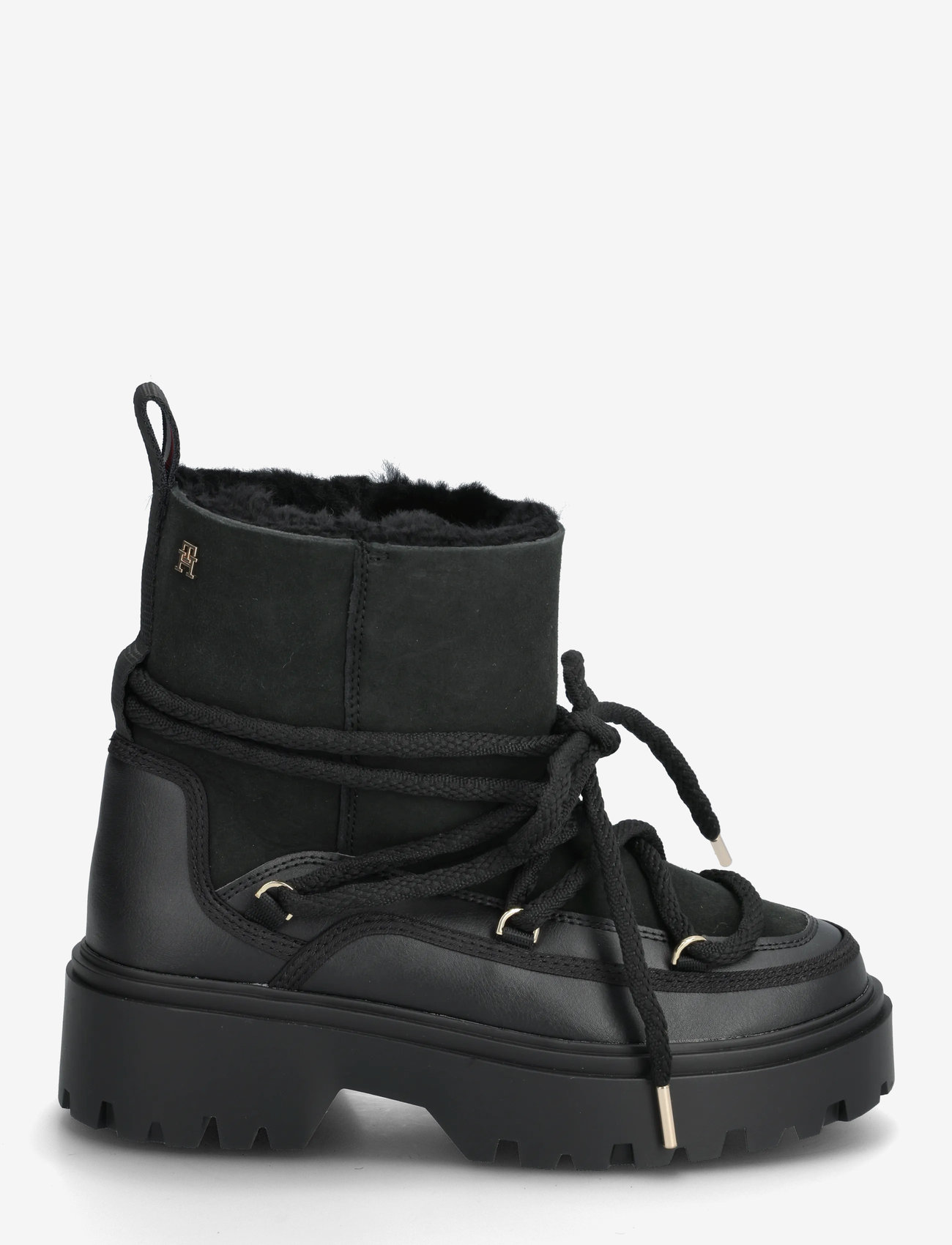 Tommy Hilfiger - REAL SHEARLING LACEUP SNOWBOOT - talvesaapad - black - 1