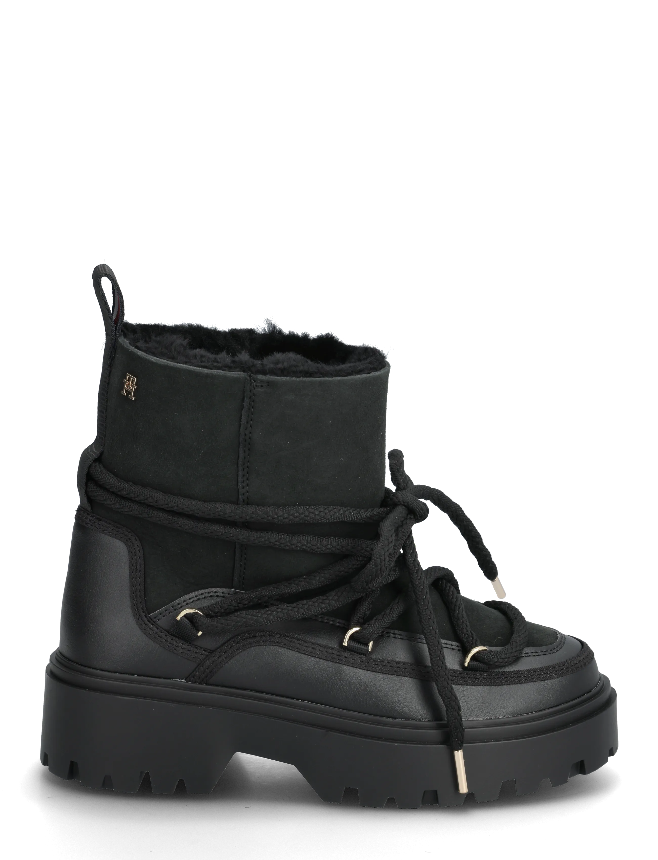 Tommy Hilfiger - REAL SHEARLING LACEUP SNOWBOOT - winterschoenen - black - 1