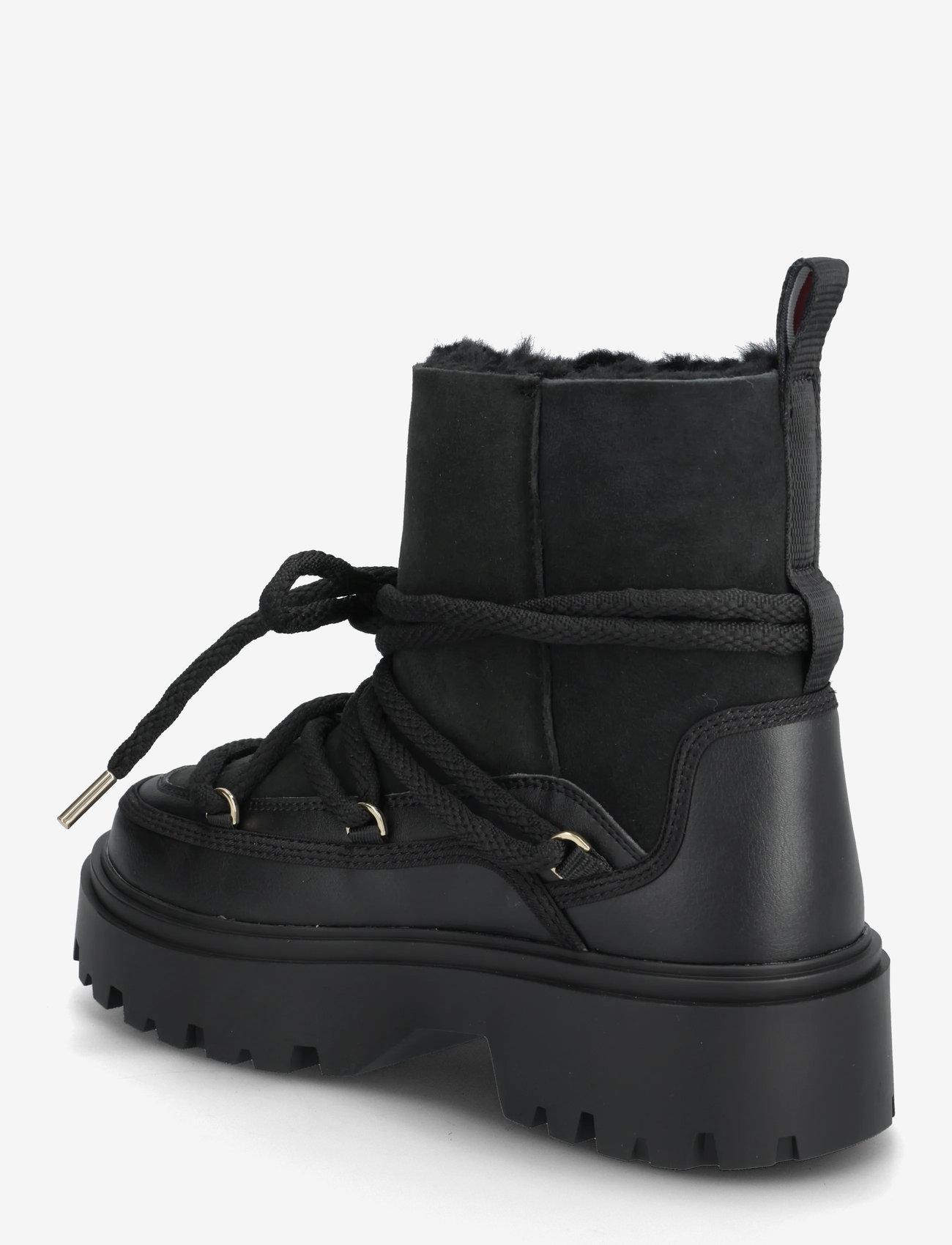 Tommy Hilfiger - REAL SHEARLING LACEUP SNOWBOOT - talvesaapad - black - 2
