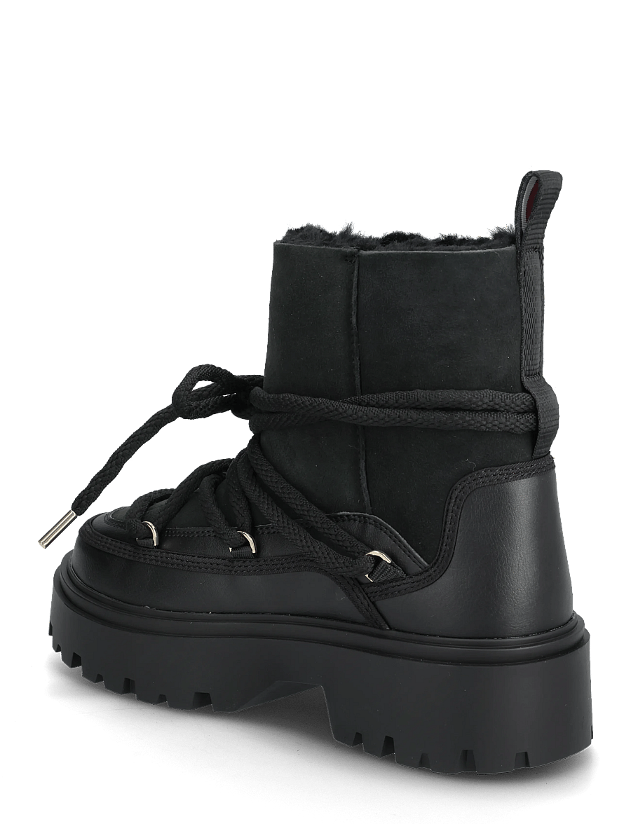Tommy Hilfiger - REAL SHEARLING LACEUP SNOWBOOT - talvesaapad - black - 2