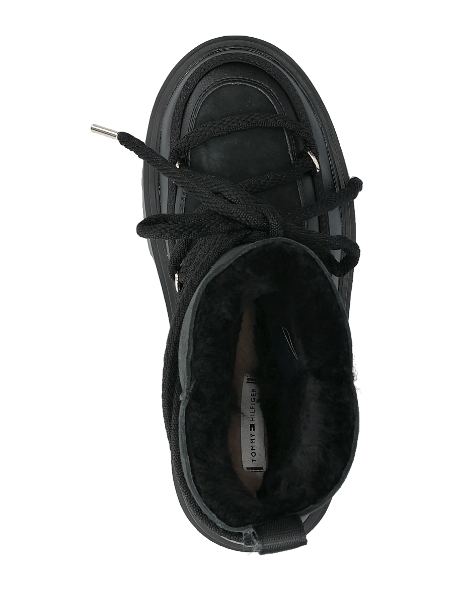 Tommy Hilfiger - REAL SHEARLING LACEUP SNOWBOOT - talvesaapad - black - 3