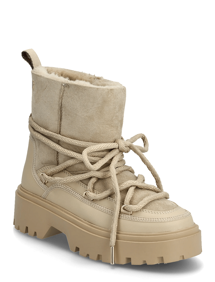 Tommy Hilfiger - REAL SHEARLING LACEUP SNOWBOOT - winterschuhe - horseradish - 0