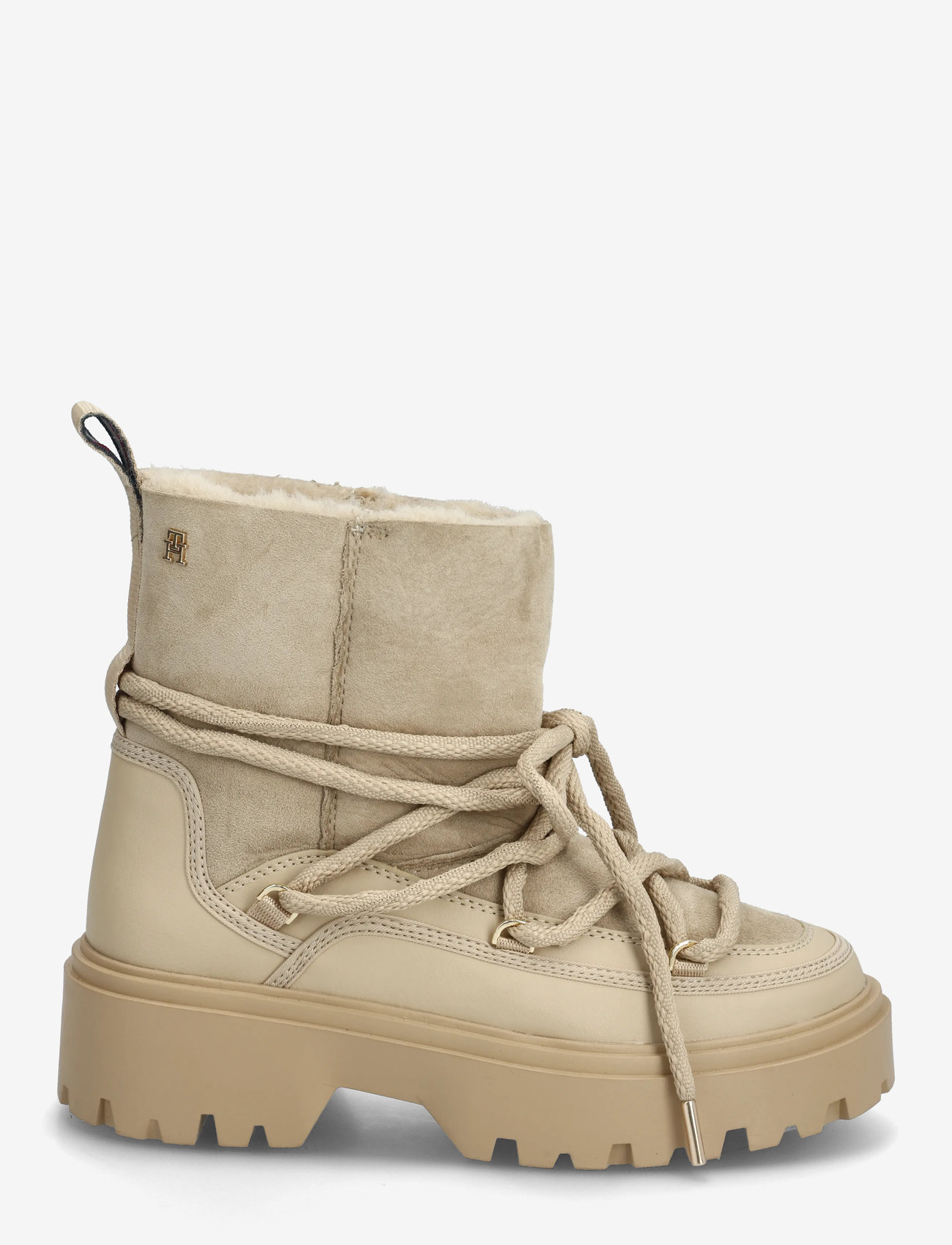 Tommy Hilfiger - REAL SHEARLING LACEUP SNOWBOOT - vintersko - horseradish - 1