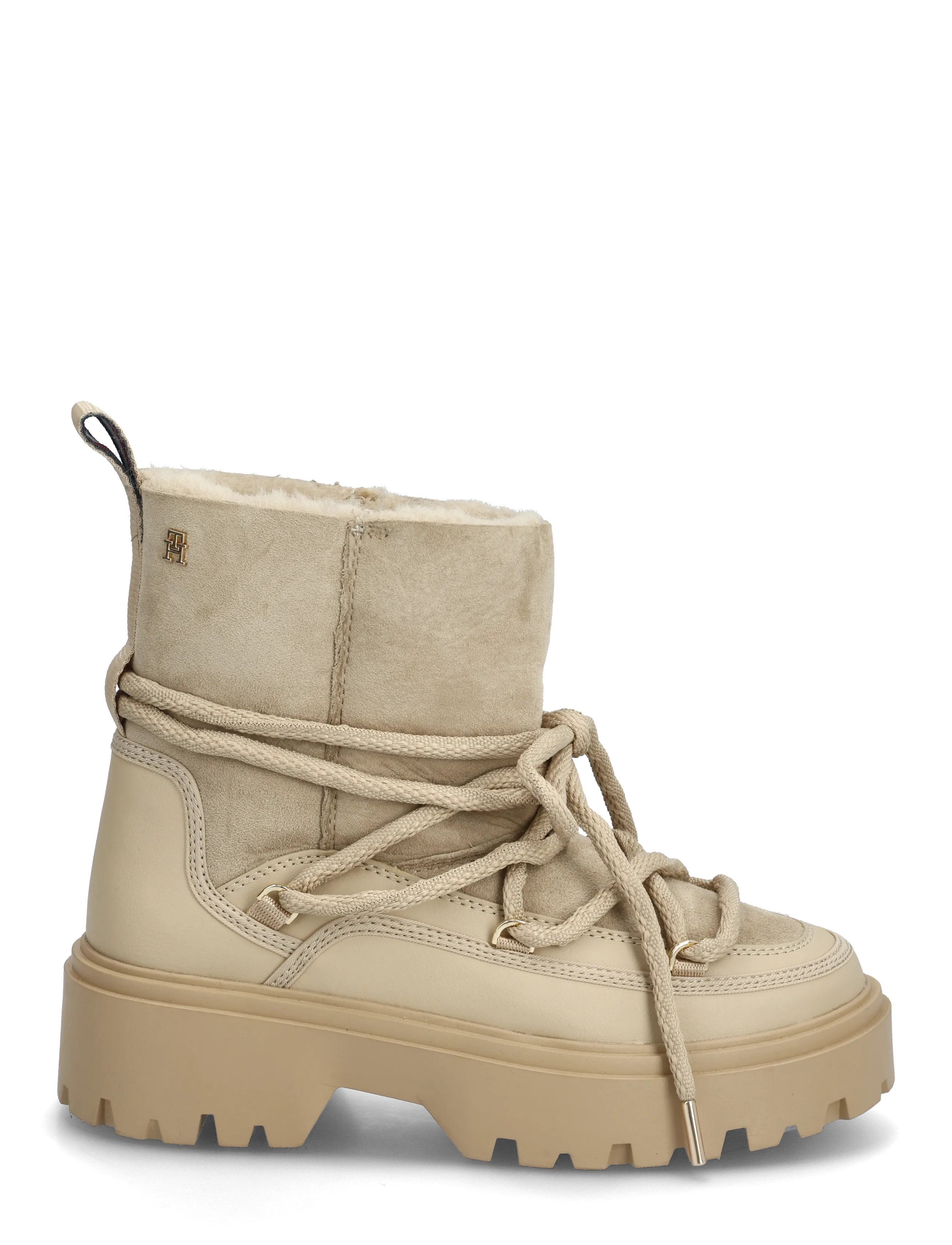Tommy Hilfiger - REAL SHEARLING LACEUP SNOWBOOT - vintersko - horseradish - 1