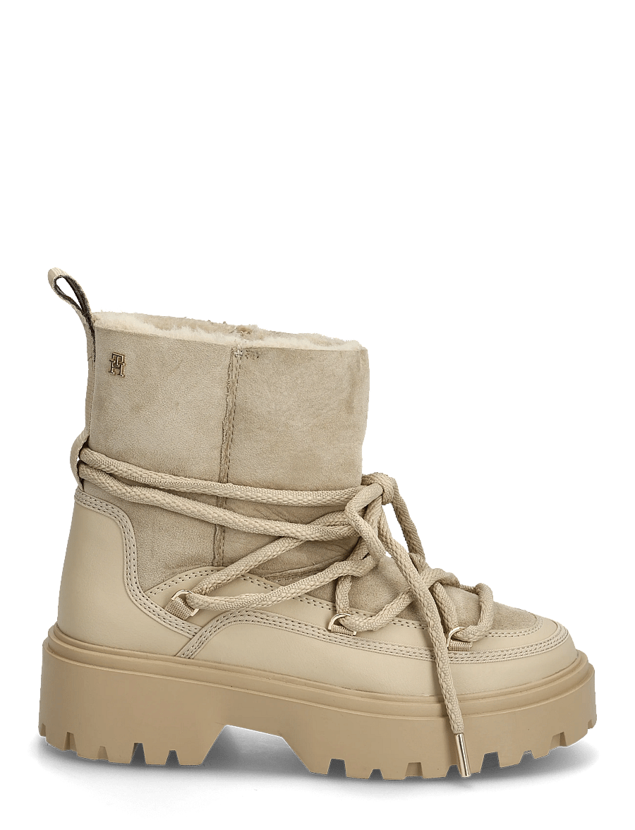 Tommy Hilfiger - REAL SHEARLING LACEUP SNOWBOOT - winterschuhe - horseradish - 1