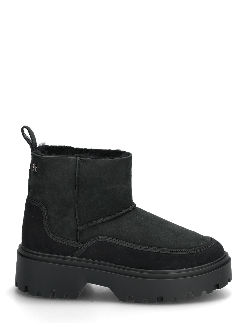 Tommy Hilfiger - REAL SHEARLING PULLON SNOWBOOT - flache stiefeletten - black - 1