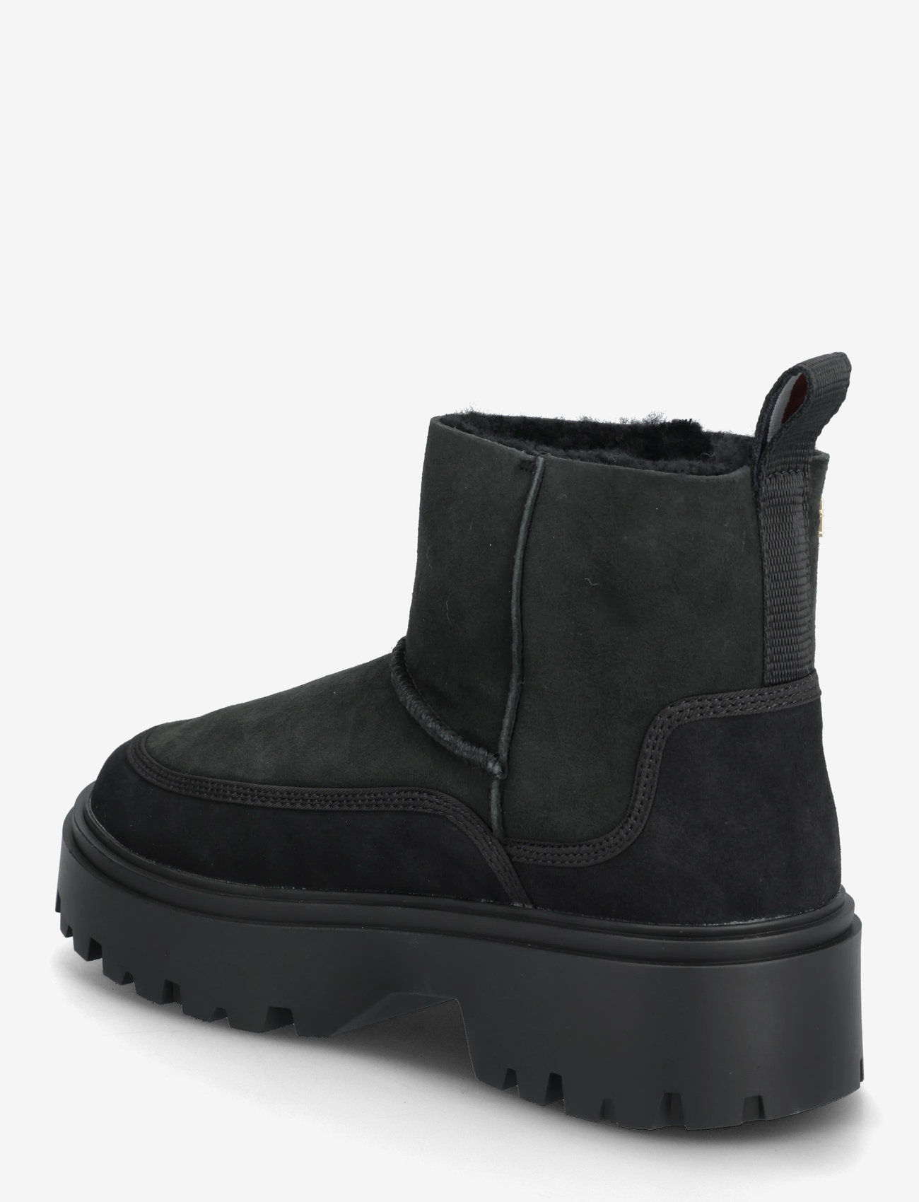 Tommy Hilfiger - REAL SHEARLING PULLON SNOWBOOT - flade ankelstøvler - black - 2