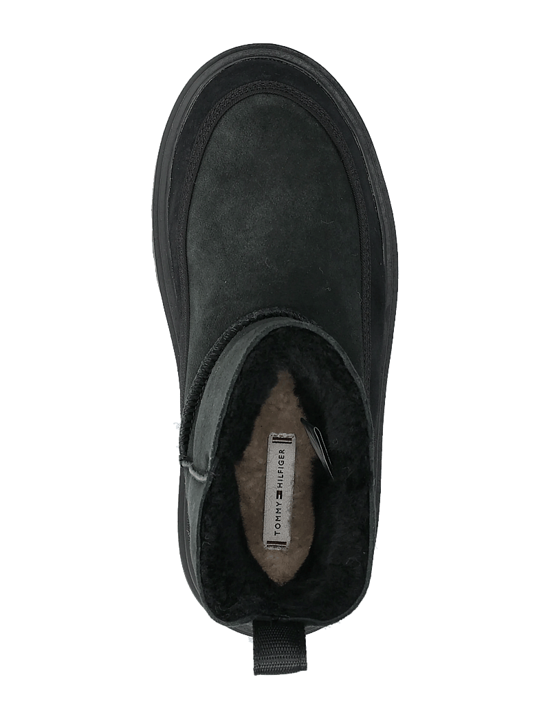 Tommy Hilfiger - REAL SHEARLING PULLON SNOWBOOT - flache stiefeletten - black - 3