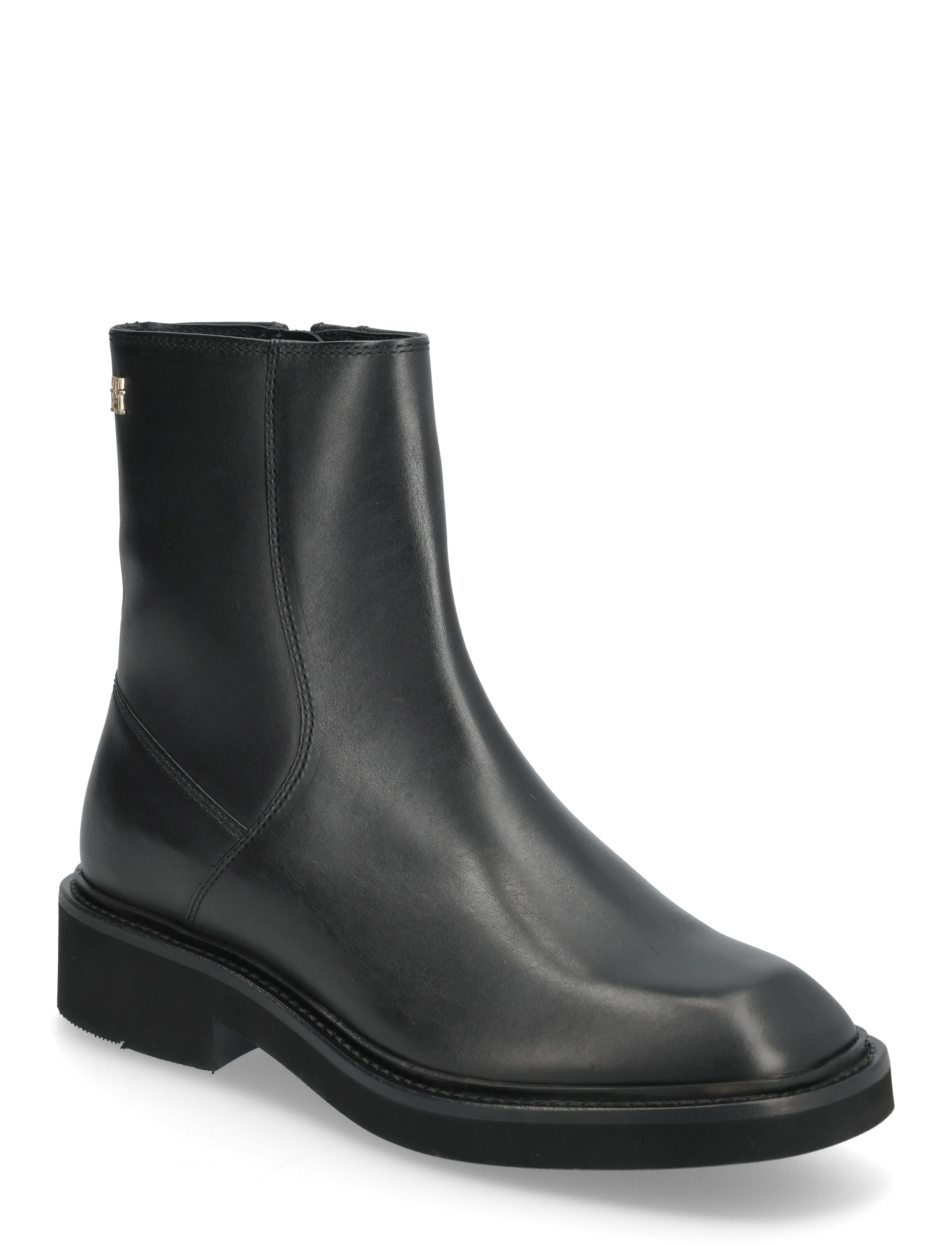 TOMMY HILFIGER Th Square Toe Leder Bootie Schwarz - 36 - Damen