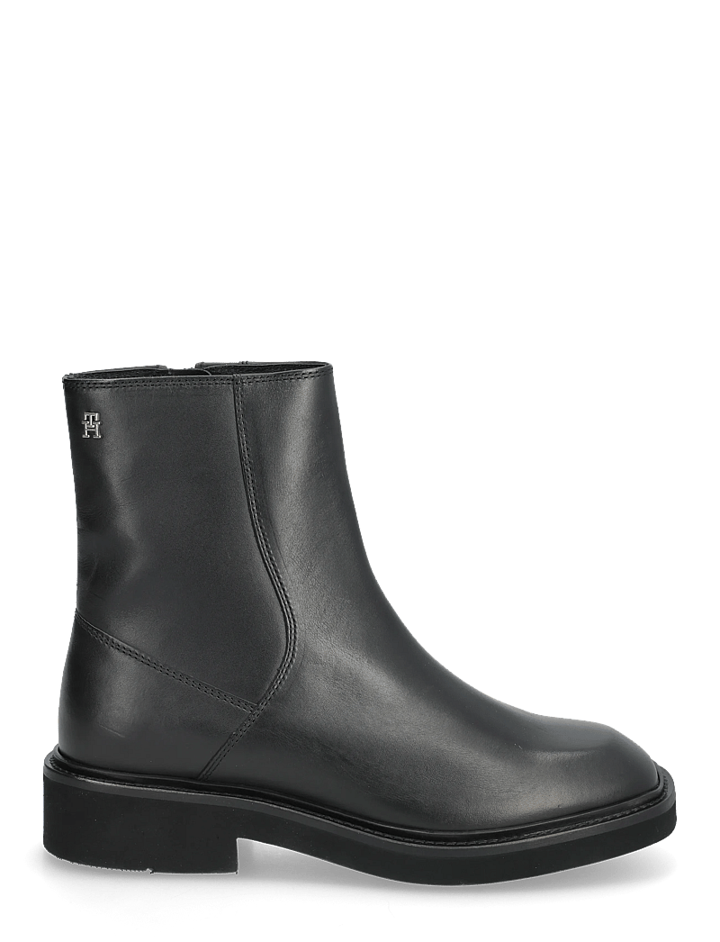 Tommy Hilfiger - TH SQUARE TOE LEATHER BOOTIE - platta ankelboots - black - 1