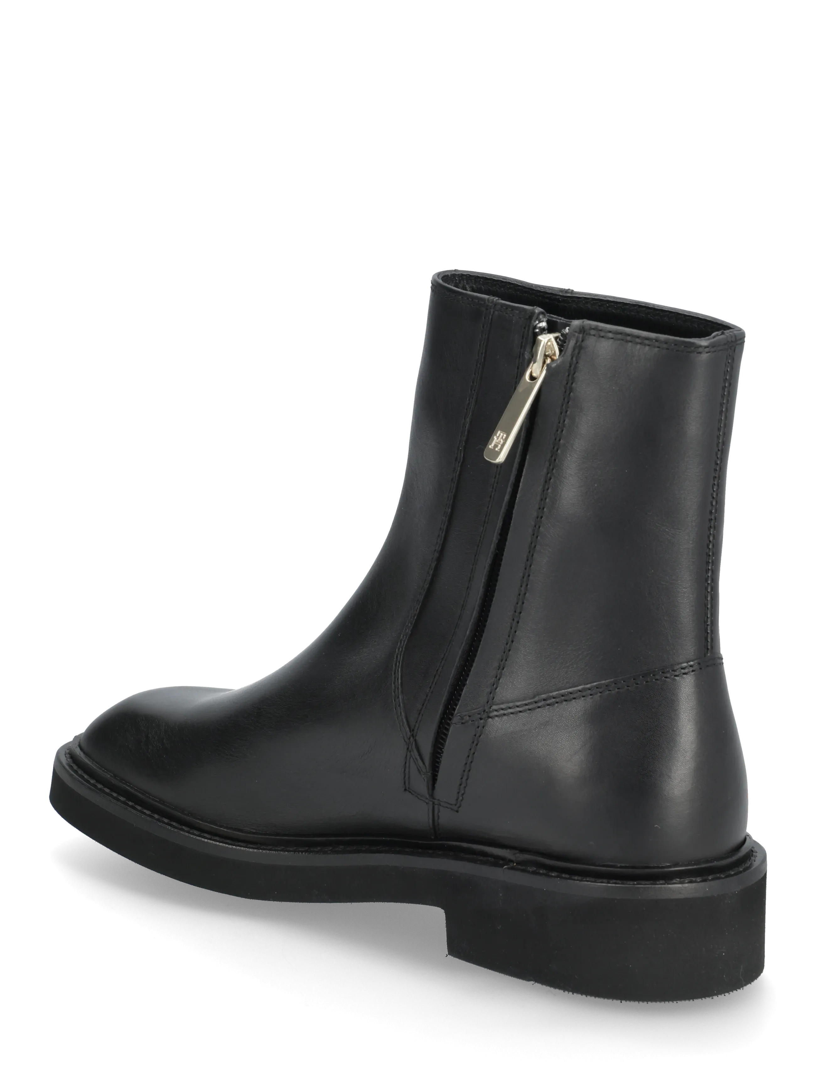 Tommy Hilfiger - TH SQUARE TOE LEATHER BOOTIE - flache stiefeletten - black - 2