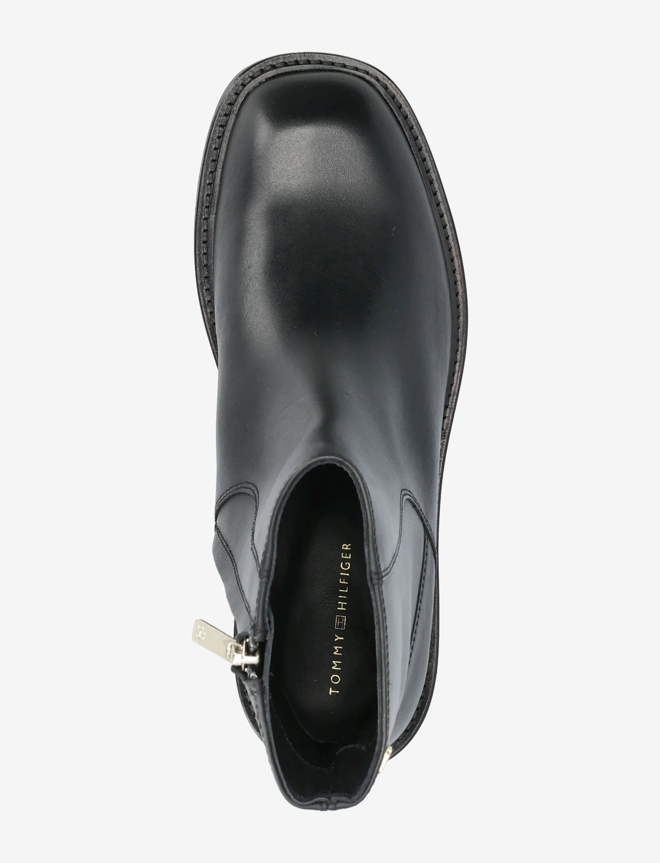 Tommy Hilfiger - TH SQUARE TOE LEATHER BOOTIE - flat ankle boots - black - 3