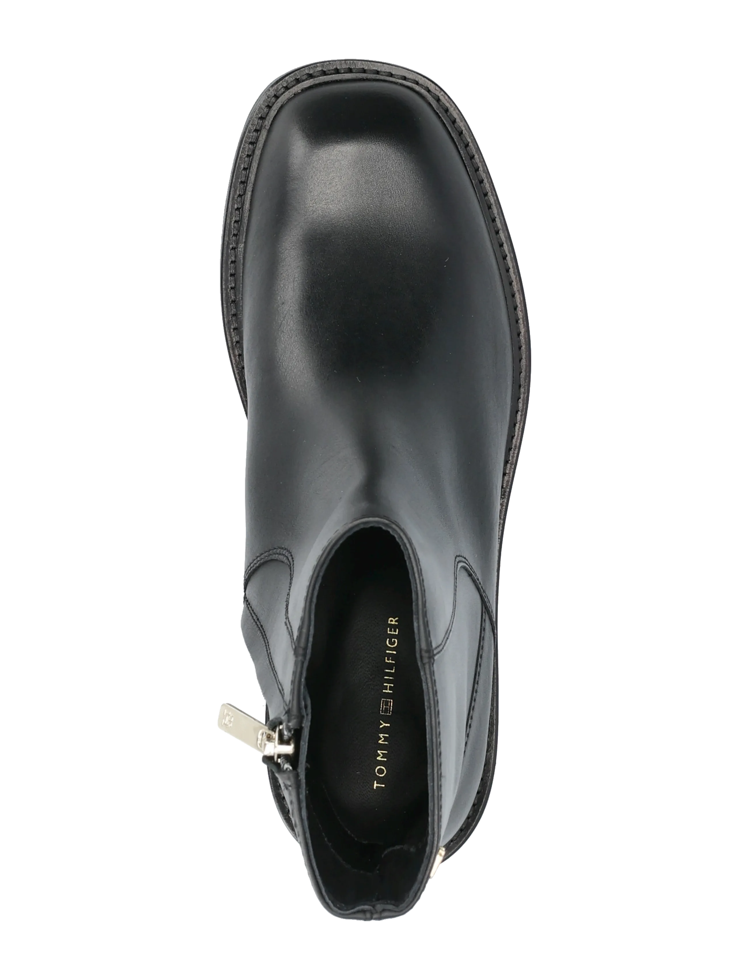 Tommy Hilfiger - TH SQUARE TOE LEATHER BOOTIE - flache stiefeletten - black - 3
