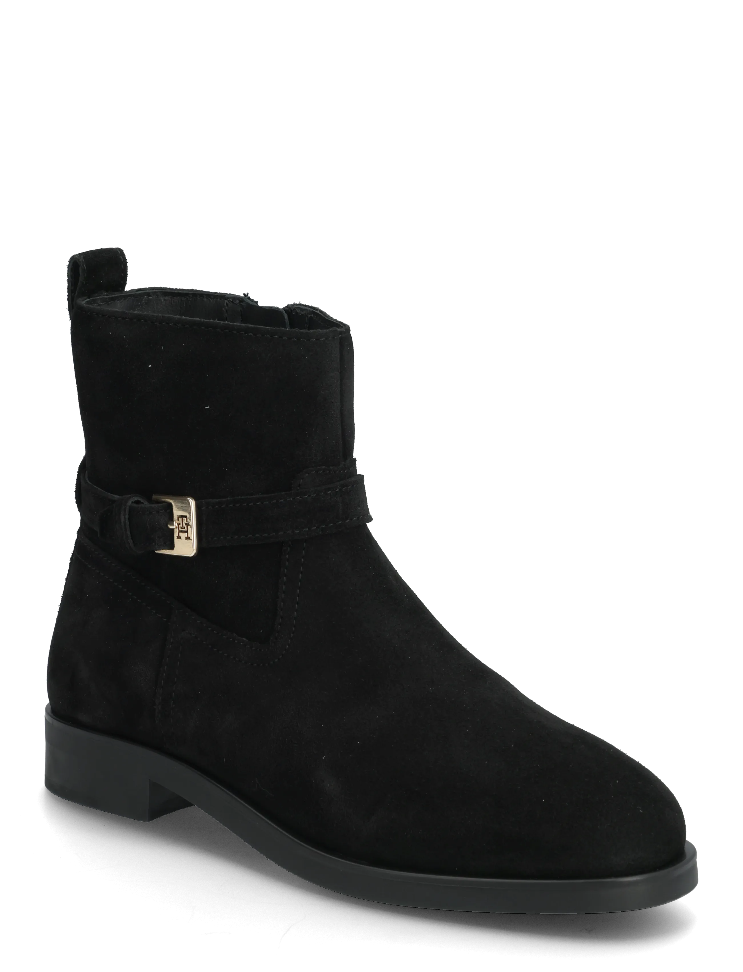 TOMMY HILFIGER Th Buckle Riding Wildleder Bootie Schwarz - 37 - Damen