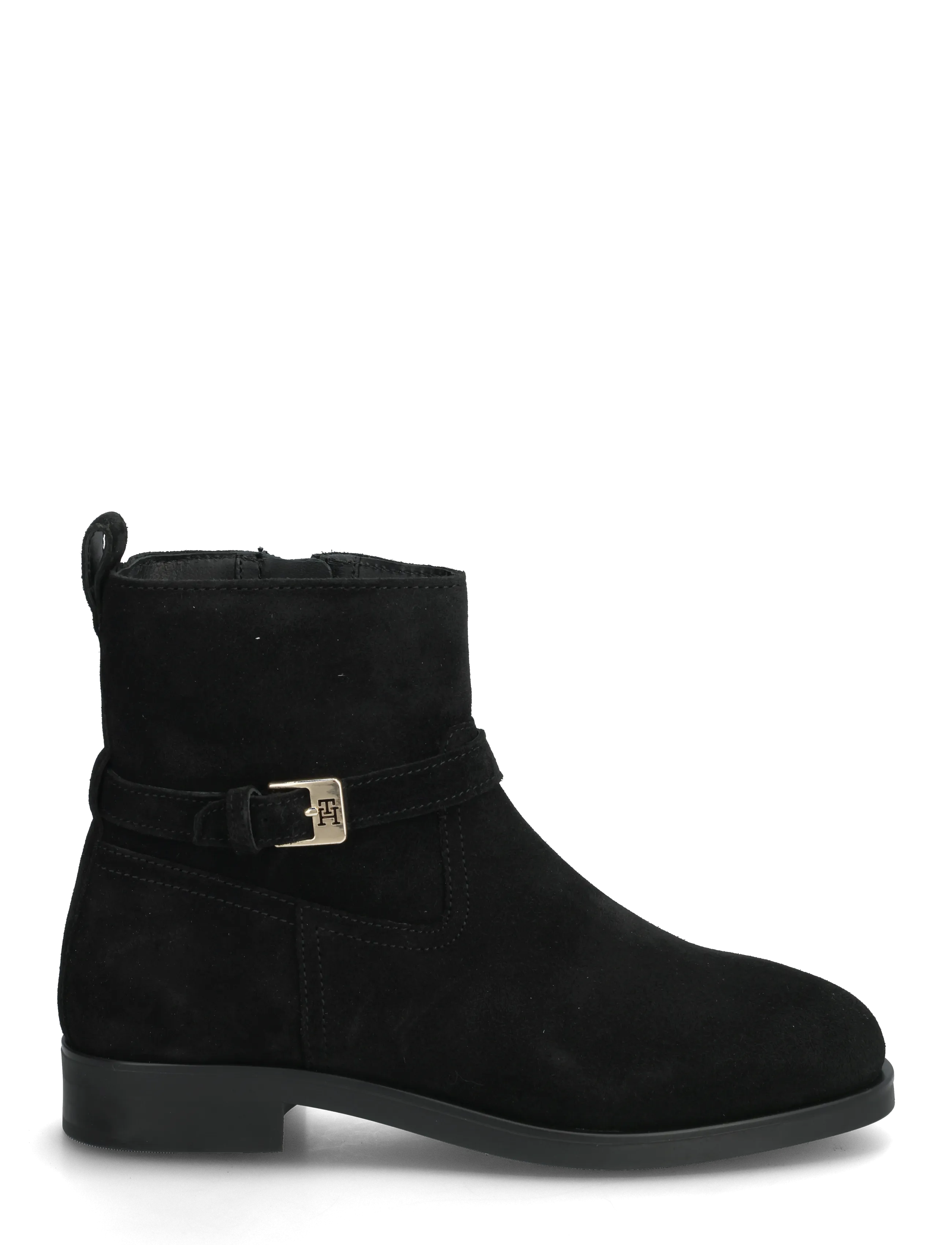 Tommy Hilfiger - TH BUCKLE RIDING SUEDE BOOTIE - flache stiefeletten - black - 1