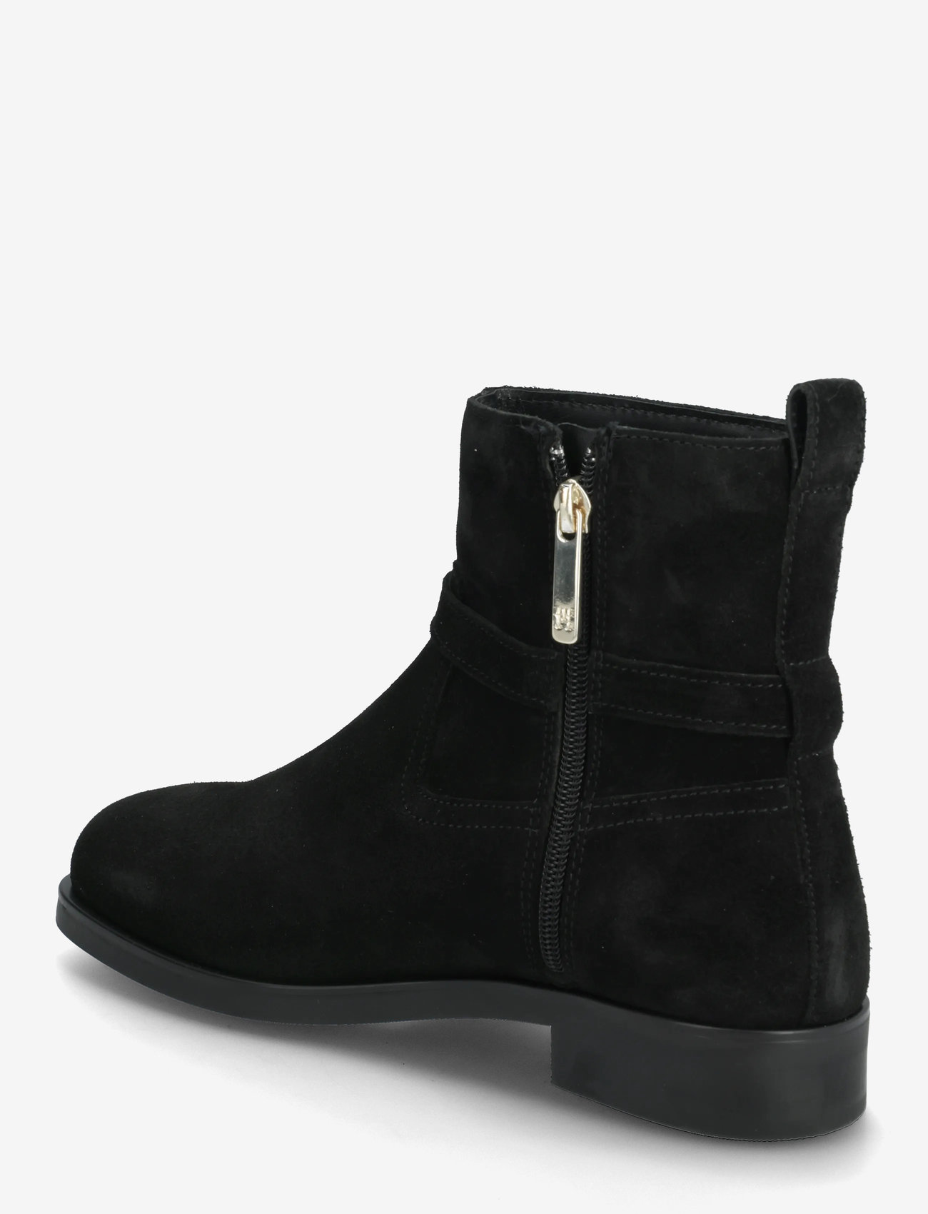 Tommy Hilfiger - TH BUCKLE RIDING SUEDE BOOTIE - flade ankelstøvler - black - 2