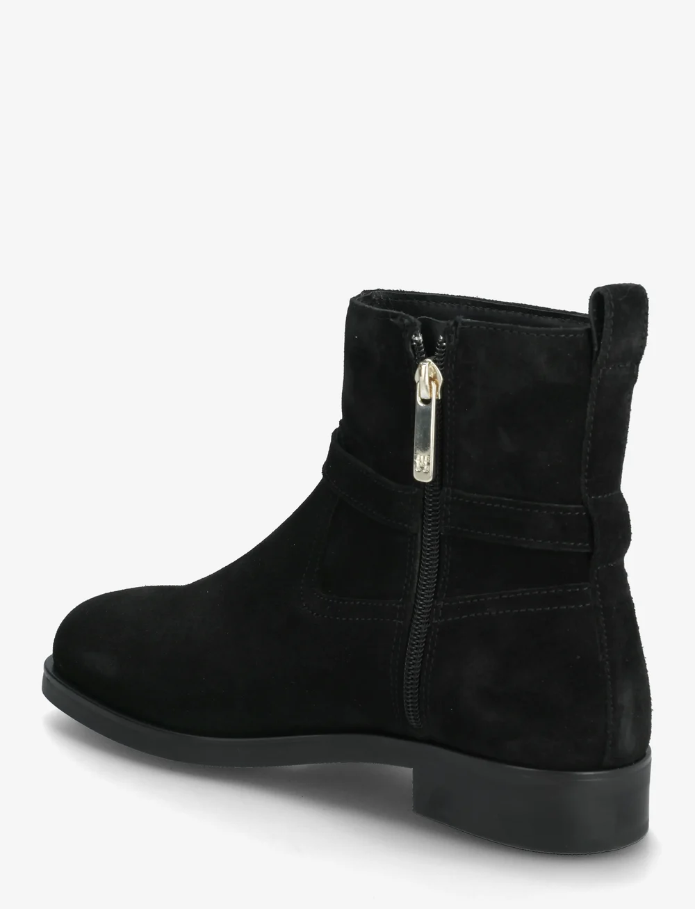 Tommy Hilfiger - TH BUCKLE RIDING SUEDE BOOTIE - flade ankelstøvler - black - 2