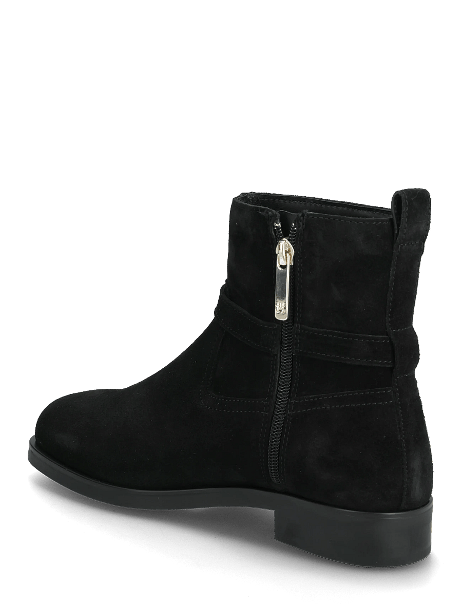 Tommy Hilfiger - TH BUCKLE RIDING SUEDE BOOTIE - flade ankelstøvler - black - 2