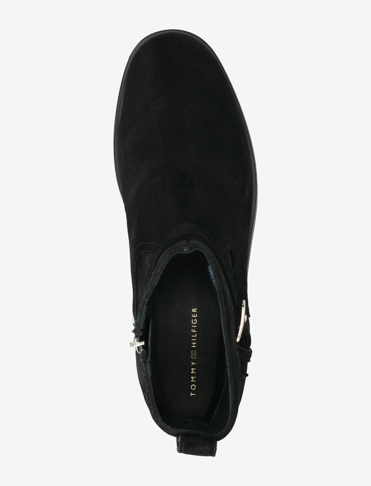 Tommy Hilfiger - TH BUCKLE RIDING SUEDE BOOTIE - flade ankelstøvler - black - 3