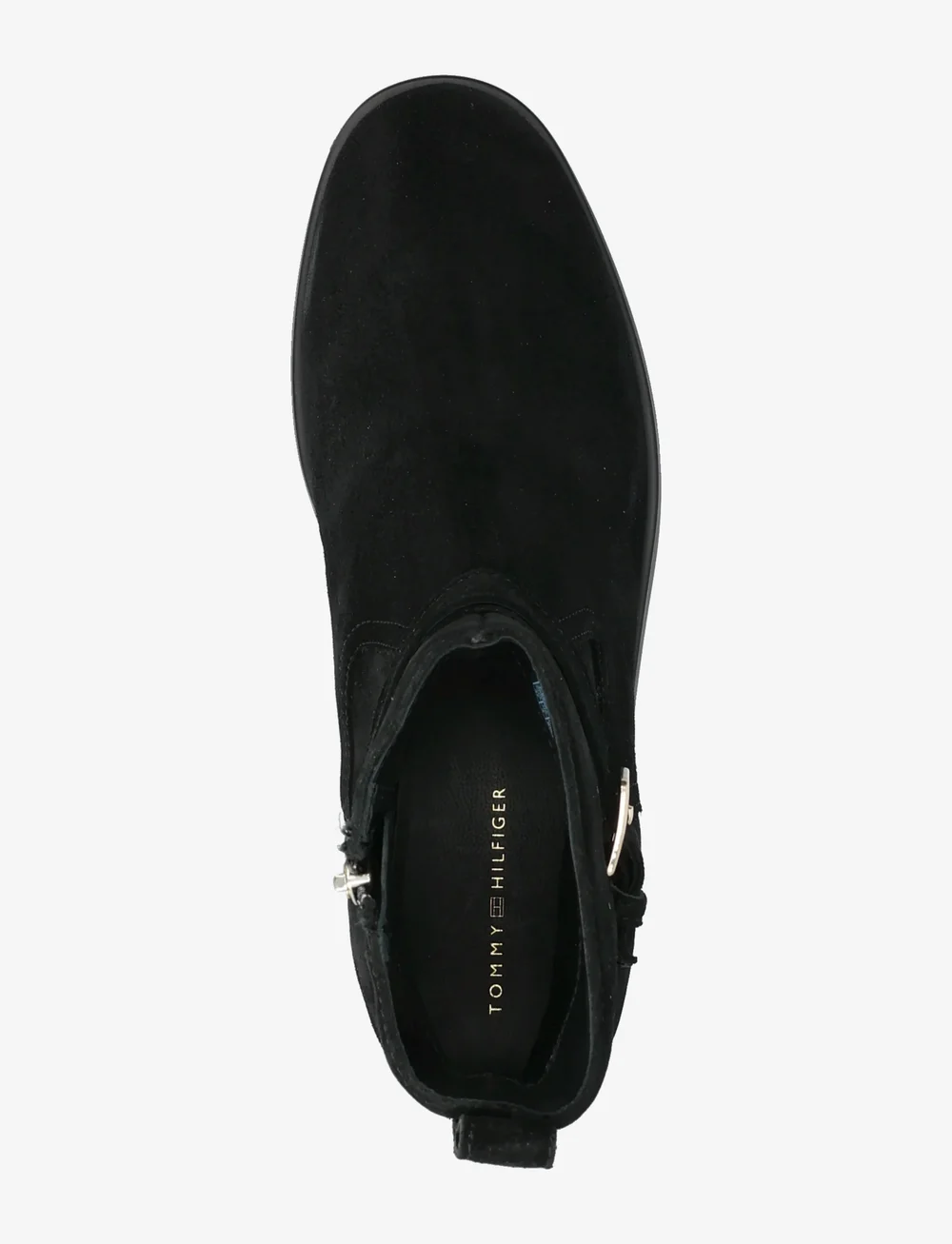 Tommy Hilfiger - TH BUCKLE RIDING SUEDE BOOTIE - flade ankelstøvler - black - 3