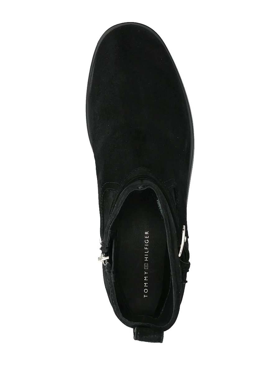Tommy Hilfiger - TH BUCKLE RIDING SUEDE BOOTIE - flade ankelstøvler - black - 3