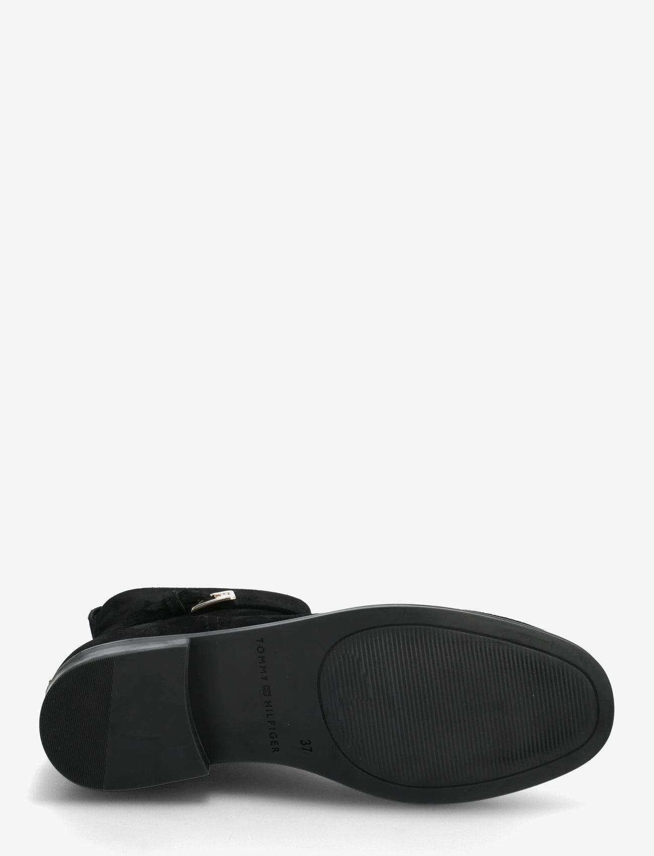 Tommy Hilfiger - TH BUCKLE RIDING SUEDE BOOTIE - flade ankelstøvler - black - 4