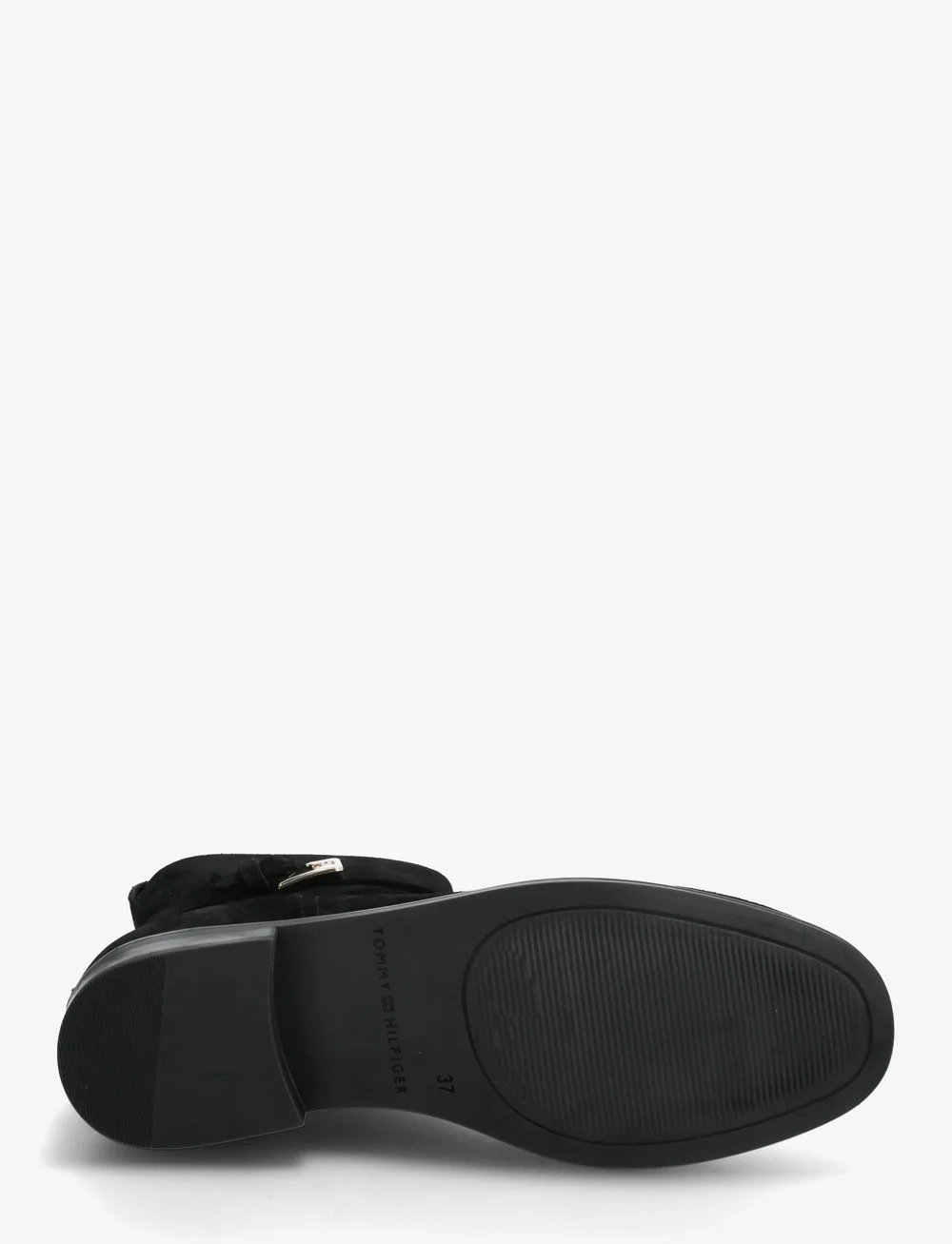 Tommy Hilfiger - TH BUCKLE RIDING SUEDE BOOTIE - flade ankelstøvler - black - 4