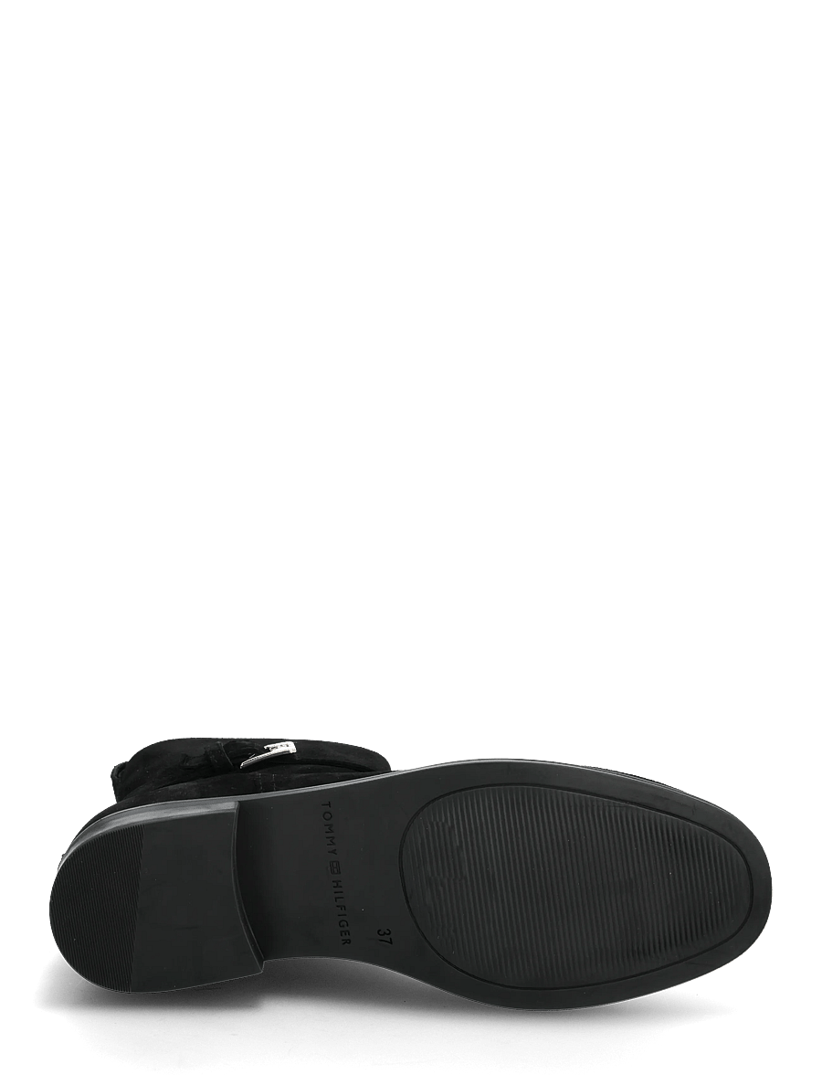 Tommy Hilfiger - TH BUCKLE RIDING SUEDE BOOTIE - flade ankelstøvler - black - 4