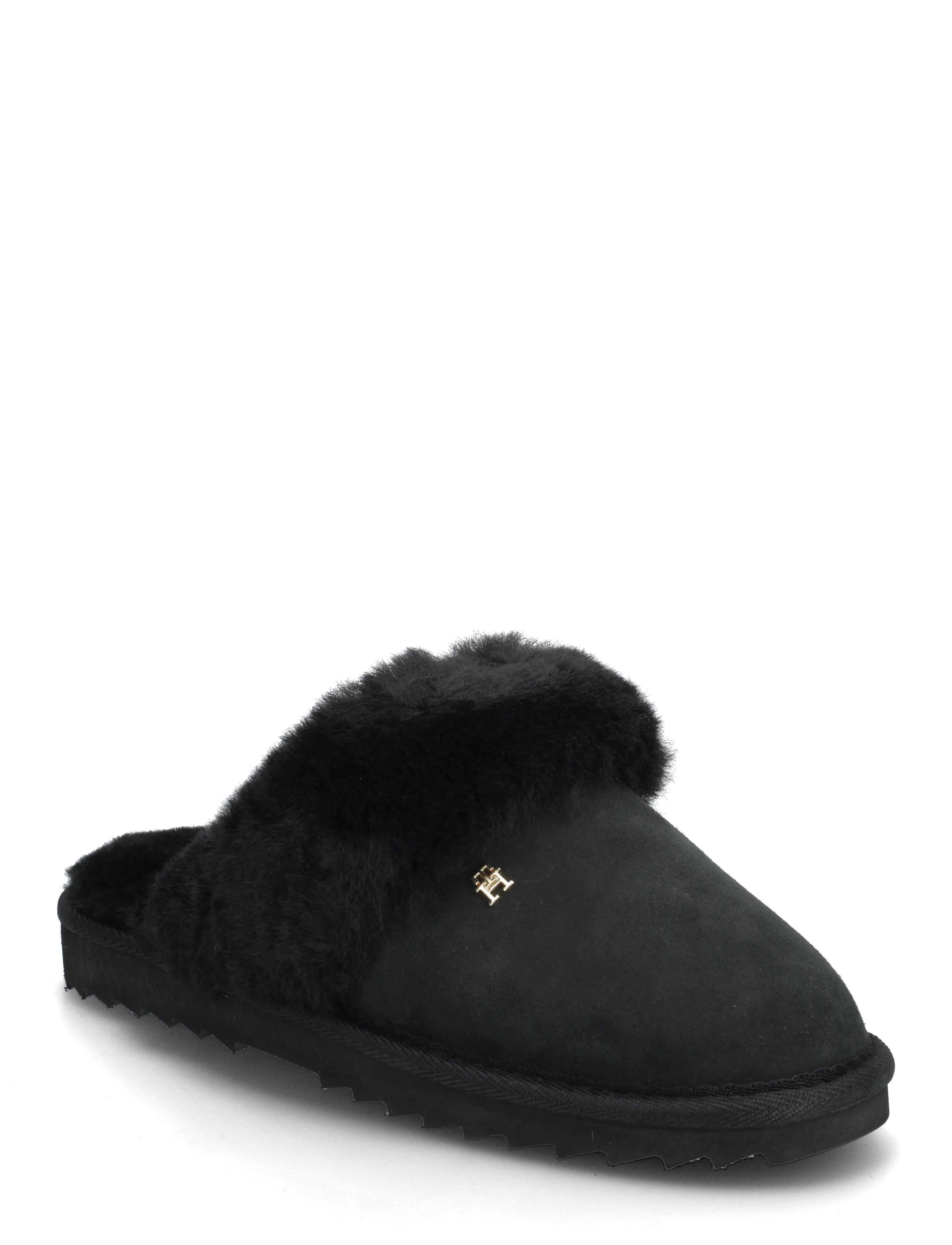TH SHEARLING HOUSE SHOE - BLACK