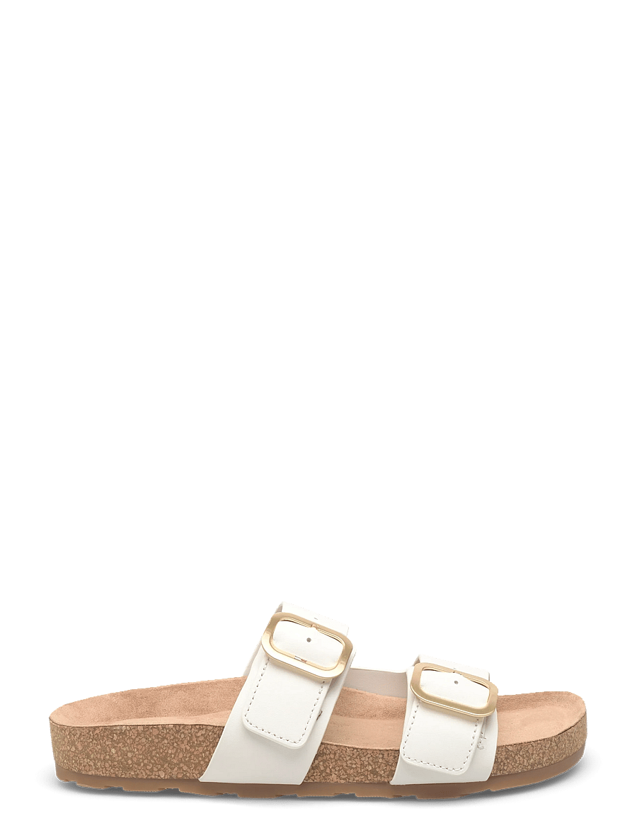 Tommy Hilfiger - TH CLASSIC CORK SANDAL LEATHER - sandales plates - ecru - 1