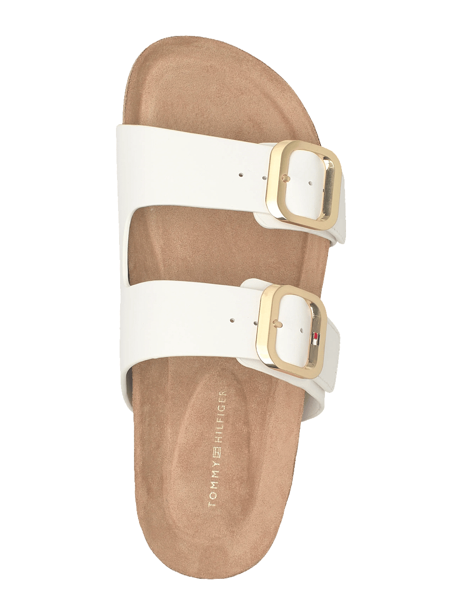 Tommy Hilfiger - TH CLASSIC CORK SANDAL LEATHER - sandales plates - ecru - 3