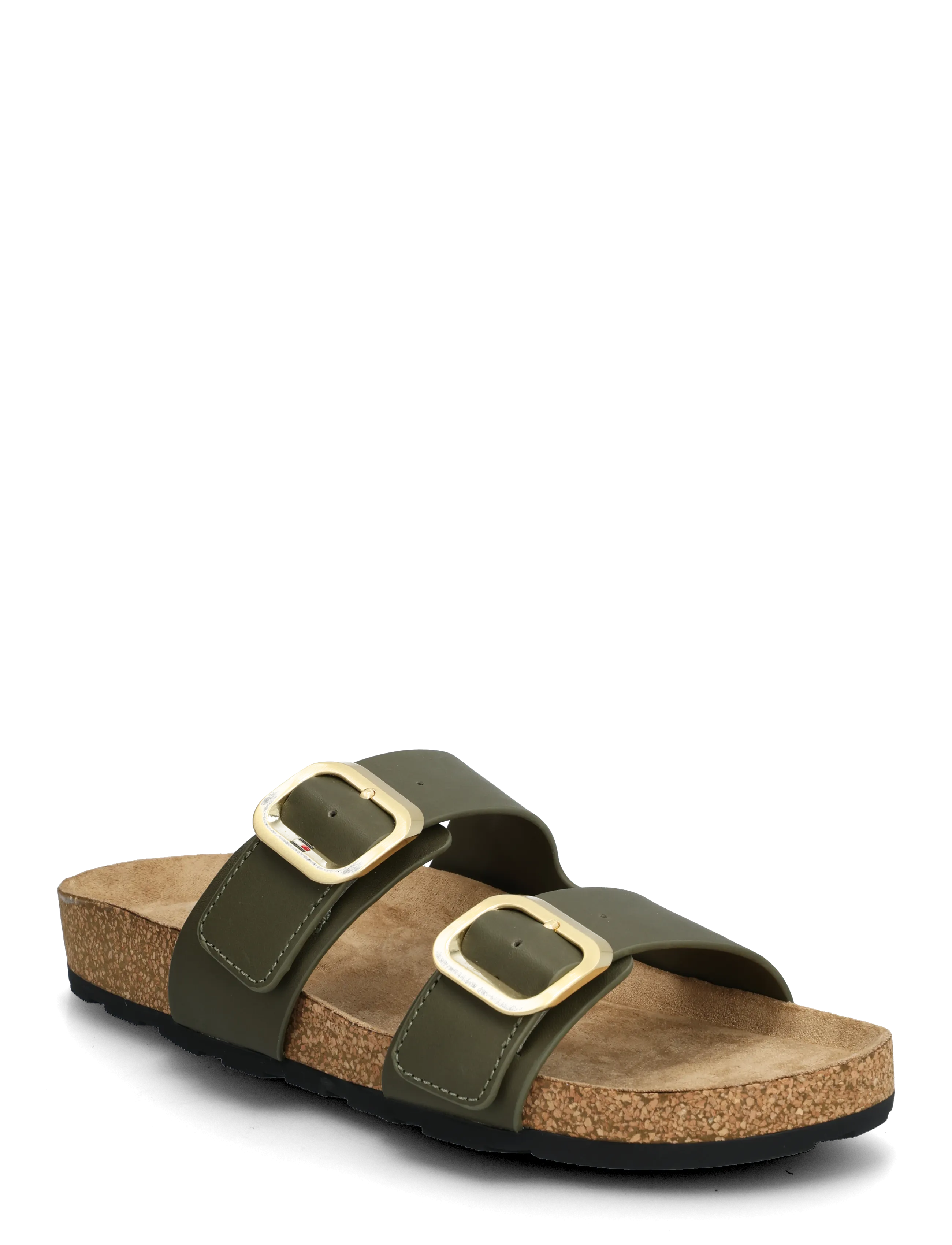 Tommy Hilfiger Th Classic Cork Sandal Leather, Kvinder, To-Rem Kork Sandaler, Kakigrøn, Str: 40