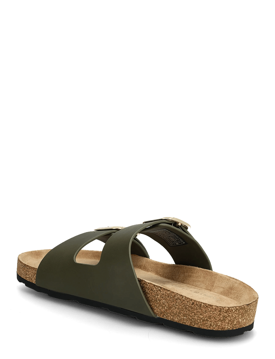 Tommy Hilfiger - TH CLASSIC CORK SANDAL LEATHER - flache sandalen - platinum olive - 2